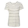 White t-shirt with black stripes on a white background