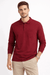 Celio Men's Burgundy 100% Cotton Chest Pocket Long Sleeves Polo Blouse | Celio In Lebanon