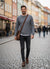 Manguun Men's Grey With White Stripe Detail Knit Sweater | Manguun In Lebanon
