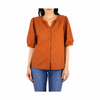 Beach Lunch Lounge Women’s Brick Picking Cotton Short Puff Sleeve Relaxed Fit Shirt