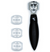 A black-handled OR Bleu corn plane with safe blades, accompanied by several clear blade holders.