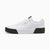 White sneaker with black soles on a white background