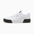 A white Puma platform sneaker with a chunky black sole and a gold Puma logo on the side, shown against a plain white background.