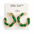 On 34th Women's Gold & Green Tone Striped Medium Hoop Earrings | On 34th in Lebanon