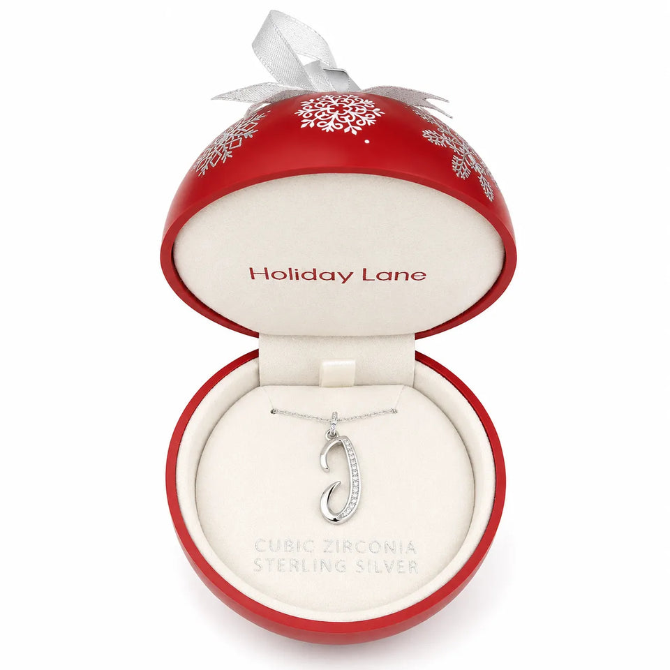 Holiday Lane Women's Silver Cubic Zirconia "J" Initial Pendant Necklace | Holiday Lane In Lebanon