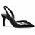 A single black patent leather slingback pump with a pointed toe and a slim high heel, shown from a side profile on a white background.