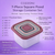 Cozzoni 7-piece square food storage container set on a purple background with product details.