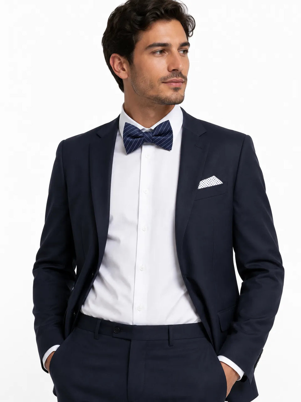 AlfaniMen's Navy /White 2pc Square Pocket/ Bow Necktie |Alfani in Lebanon