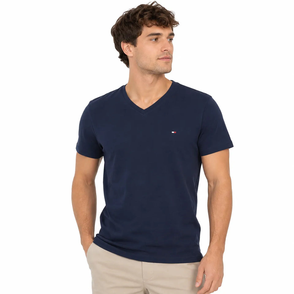 Tommy Hilfiger Unisex Navy Core Flag V-Neck T-Shirts | Tommy Hilfiger In Lebanon