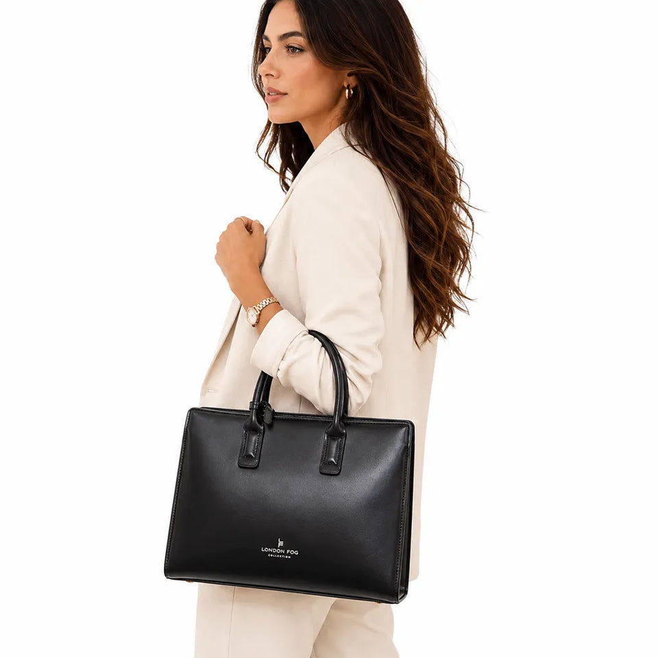 London Fog Women's Black Soho Structured Handbag