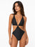 Wolf & Whistle Women's Black Cut-Out One-Piece Swimsuit | Wolf & Whistle in Lebanon