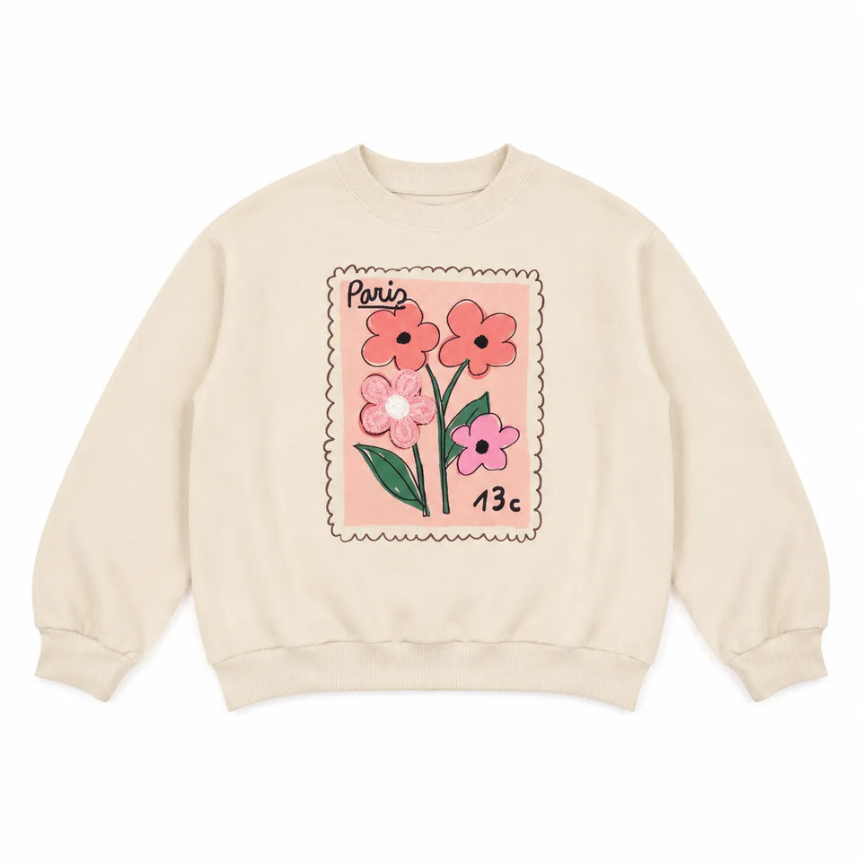 Zara Girl's Cream With Flowers Printed Sweatshirts | Zara In Lebanon
