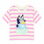 Bluey Girl's White & Pink Striped Bluey Printed T-Shirt|Bluey In Lebanon
