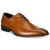 Brown leather dress shoe on a white background