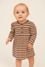 POMPdeLUX Baby Girl's Striped Brown Dusty Rose Long-Sleeve Dress | POMPdeLUX in Lebanon