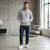 Ami Men's Grey Logo Print Pullover Hoodie