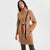 DKNY Women's Camel Asymmetric Front-Zip Belted Coat