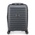 A dark gray ribbed hard-shell suitcase with four spinner wheels and a top handle, shown from the front on a white background.