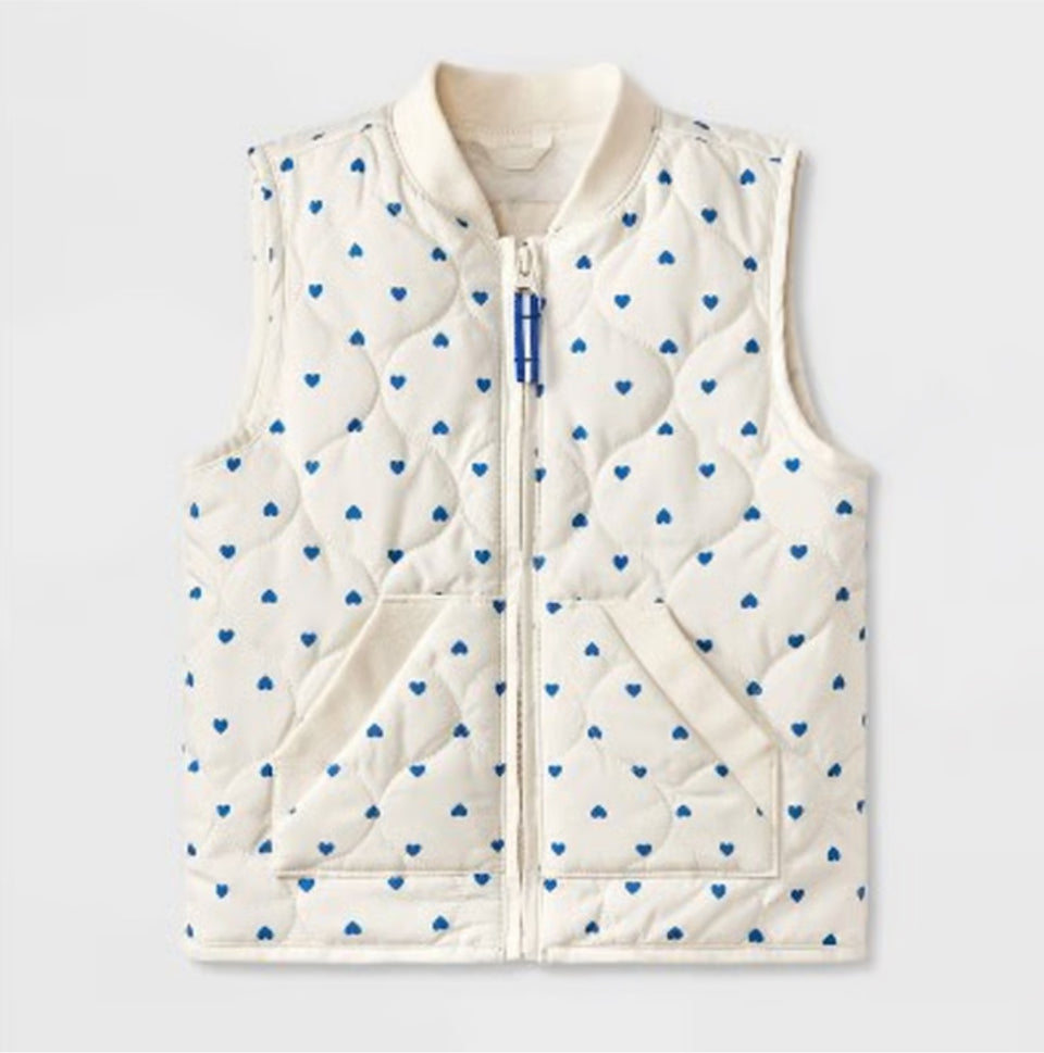 Cat & Jack Baby Girl's White Heart Printed Quilted Vest | Cat & Jack In Lebanon