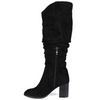 Journee Collection Women's Black Aneil Stacked Heel Knee High Boots