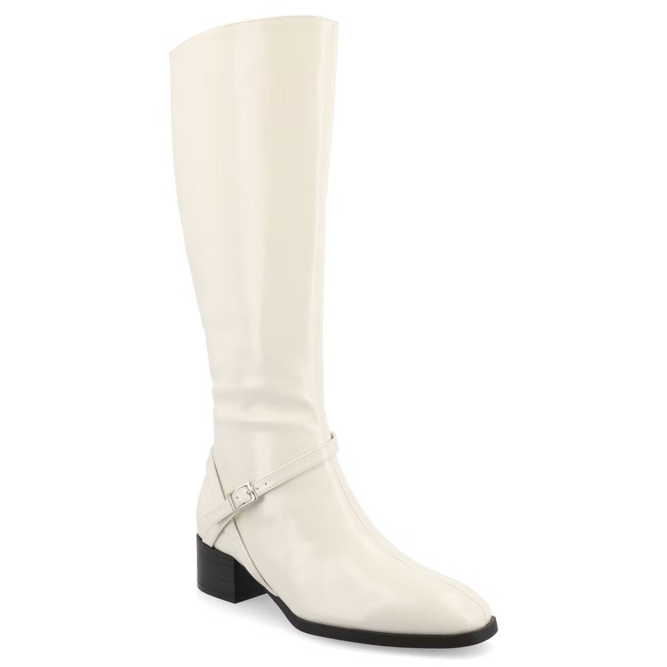 Journee Collection Women's Off White Rhianah Stacked Block Heel Boots