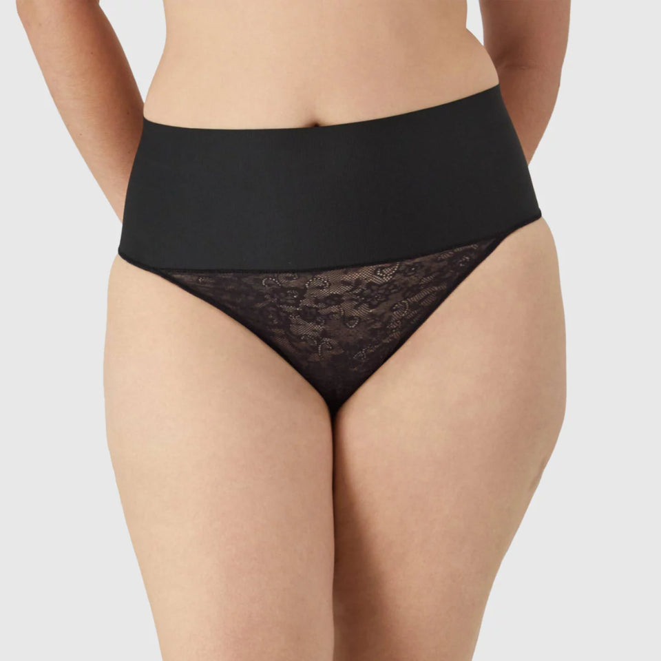 Maidenform Women's Black Lace Tummy Control Shapewear Underwear Thong Briefs