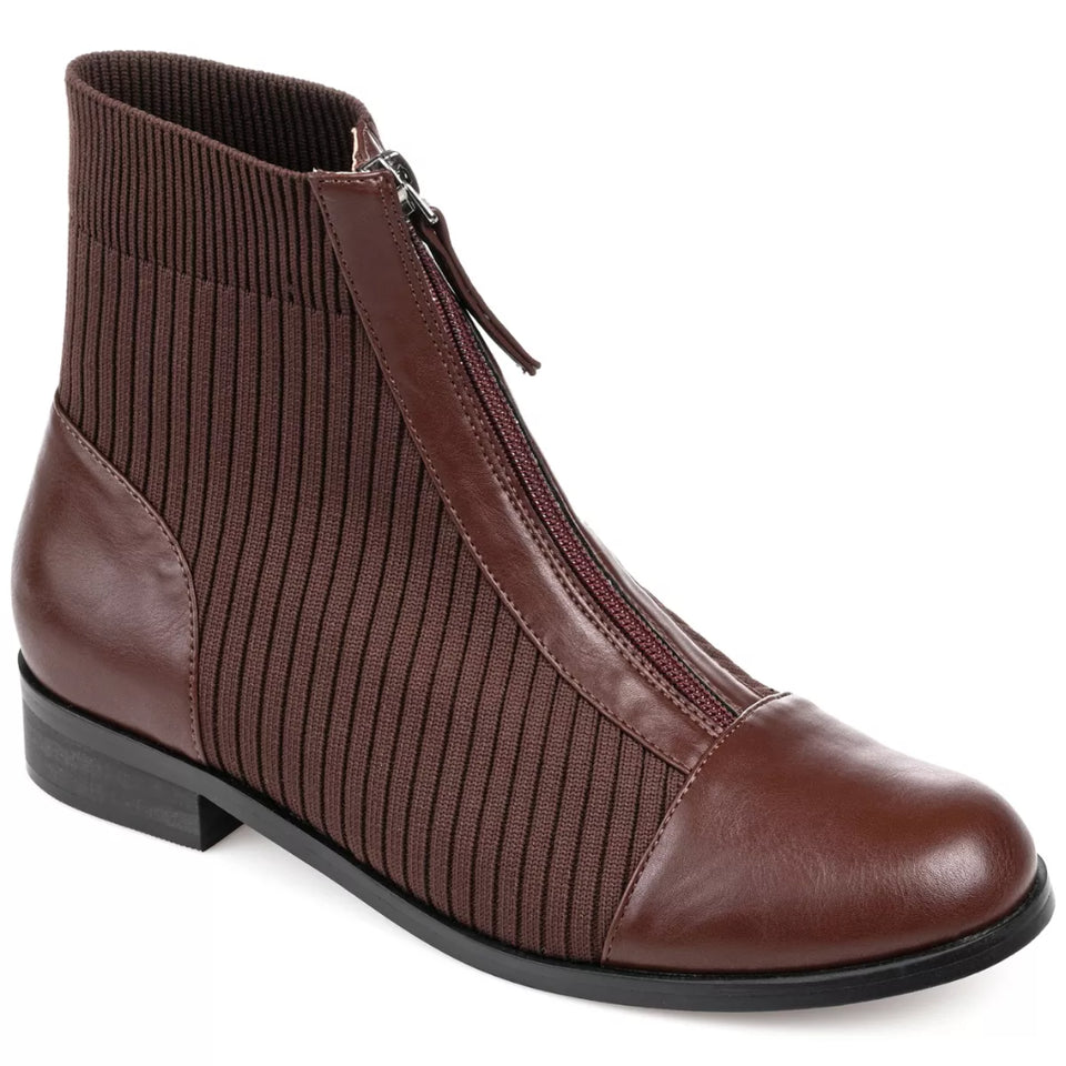 Journee Collection Women's Brown Bexlie Front Zip Stacked Boots