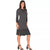 24 Seven Women's Dark Grey Round Neck Ribbed Knit Long Sleeve Split Hem Knee Length Sweater Dress