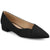 Black pointed-toe shoe on a white background