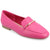 Pink loafer shoe with a gold accent on a white background