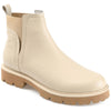 Journee Signature Women's Beige Genuine Leather Bristol Chelsea Booties