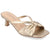 Gold sandal with a bow on a white background