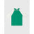 A children's short-sleeve raglan t-shirt with a bright green body and white sleeves, laid flat against a light gray background.