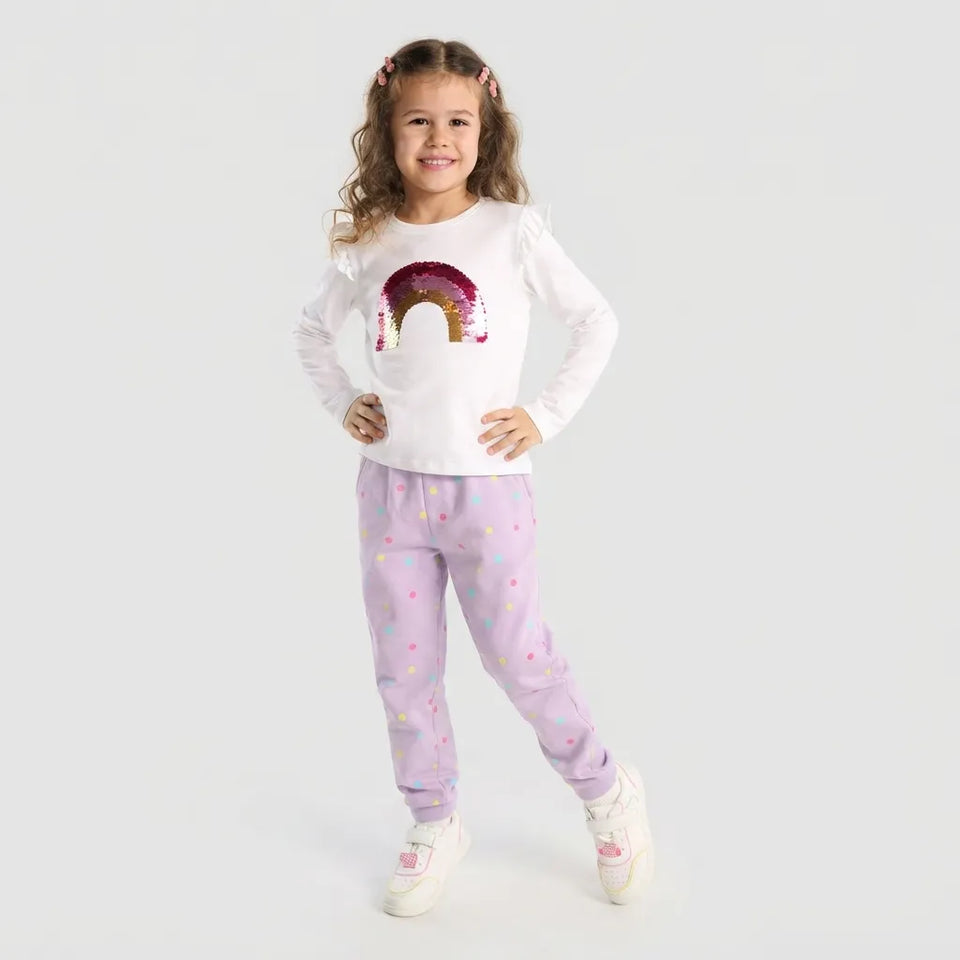 Sinsay Girl's Purple & Colorful Polka Dots Jogger