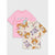 Two children's short-sleeve T-shirts laid flat on a light gray background. The top shirt is light pink with the text 'better with Besties' in teal and purple, decorated with cartoon dog illustrations.
