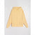 A pale yellow pullover hoodie with a front kangaroo pocket, displayed flat against a light gray background.