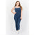 Tinseltown Women's Dark Blue Square Neck Sleeveless Washed Denim Overall