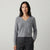 State Of Day Women's Gray Knitted V-Neck Long Sleeve Sweater