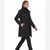 Calvin Klein Women's Black Stand-Collar Button-Front Wool Blend Coat
