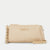 A beige monogrammed crossbody bag with a gold-tone 'bebo' logo on the front, shown against a light gray background.