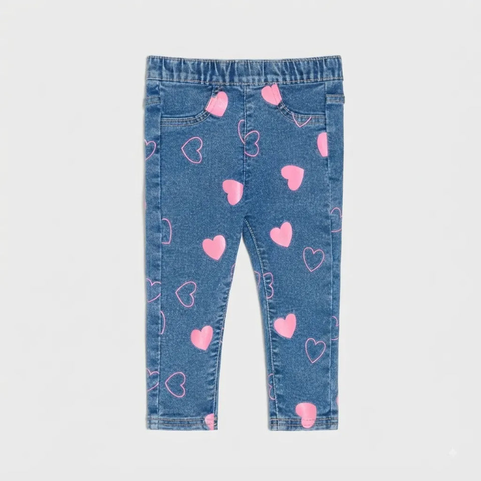 Sinsay Baby Girl's Blue Heart Printed Jeans