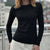 Sinsay Women's Black Long Sleeve Ribbed Knit Blouse