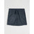Dark heather gray drawstring shorts with a relaxed fit, laid flat against a light gray background.