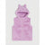 A light purple faux fur vest with a hood featuring two small bear ears and a front zipper, shown flat on a light gray background.