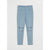 Light blue denim leggings with embroidered cat face details on the lower legs, displayed flat against a light gray background.