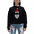 LA Pop Art Women's Black Santa Claus Word Art Crewneck Sweatshirt