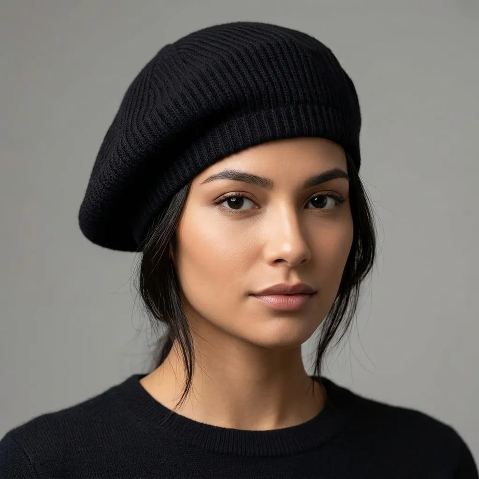 Charter Club Women's Black Cashmere Beret Hat