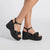 G.C. Shoes Women's Black Analia Platform Heeled Sandals