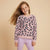 Sinsay Girl's Pink Leopard Print Crew Neck Sweater