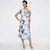 SLNY Women's Multicolor Tiered Bodice Floral Tea-Length Dress